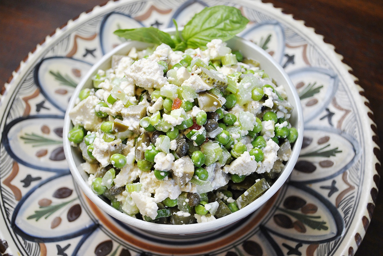 Piquant Tofu Salad with Peas and Scallions — Three Many Cooks