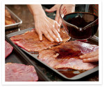me and mama marinating beef