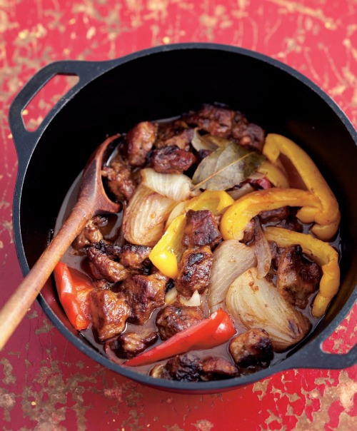 Hassle-free Oven Stew of Lamb with Peppers and Prosciutto — Three Many Cooks