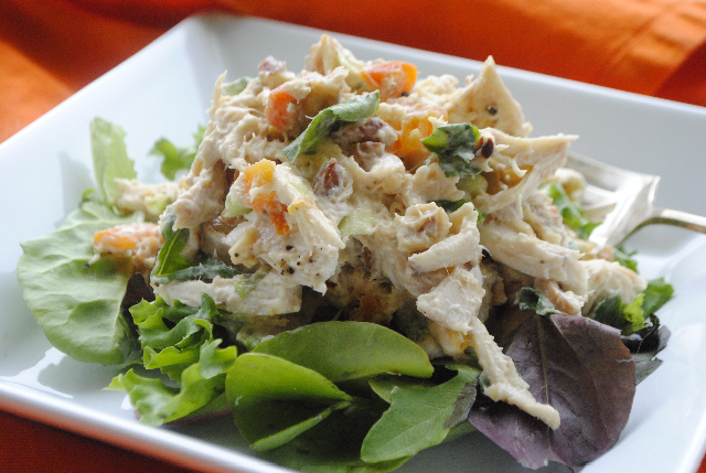 Apricot Chicken Salad with Basil and Almonds — Three Many Cooks