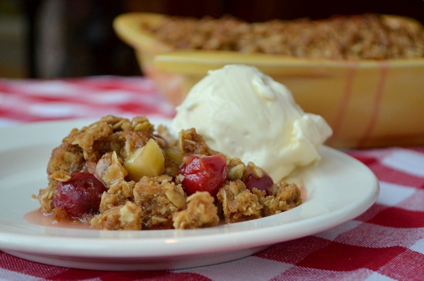 Sour Cherry Rhubarb Crumble