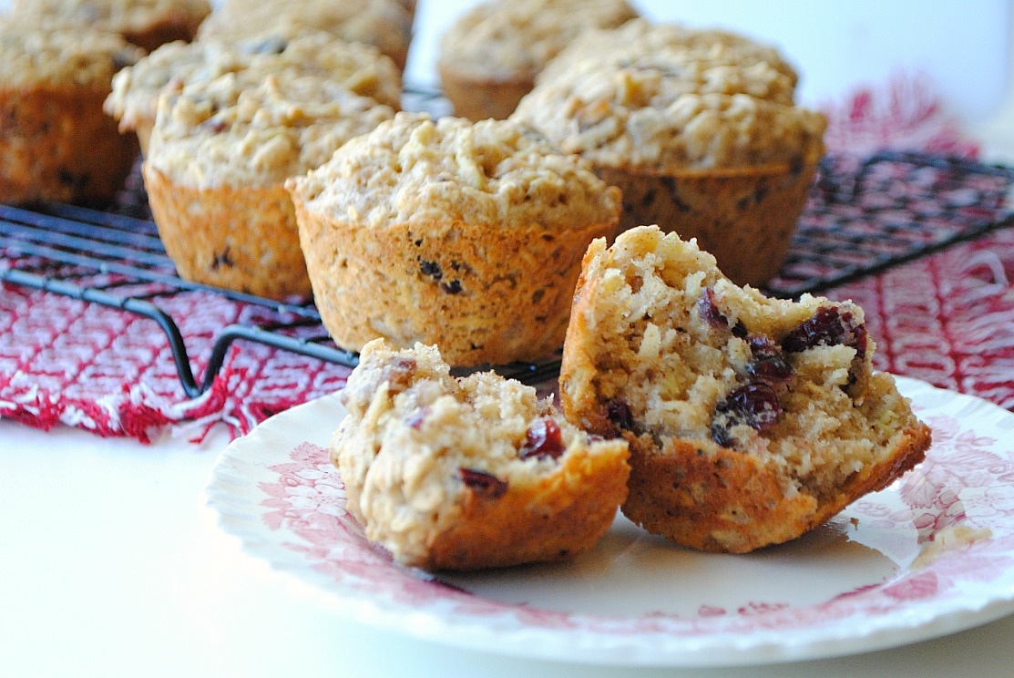 Apple-Oat Muffins with Cranberries &amp; Pecans — Three Many Cooks