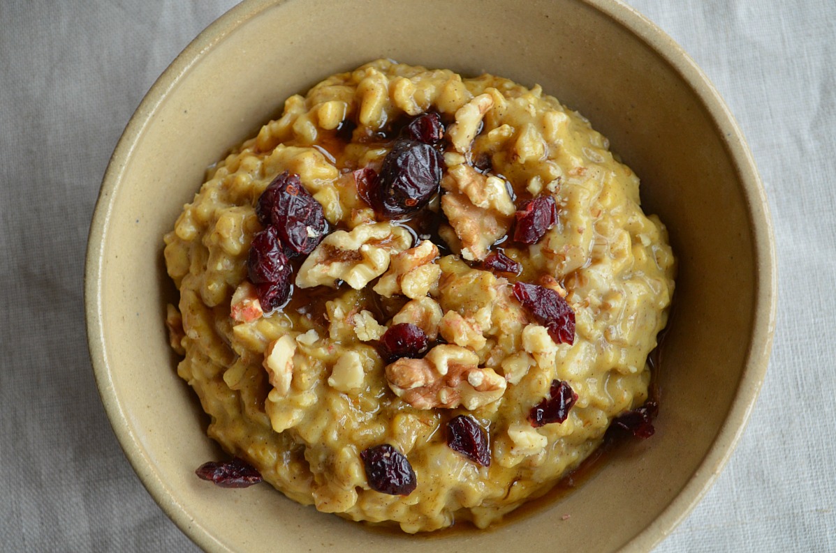 Pumpkin Oatmeal with Toasted Walnuts and Cranberries Pumpkin Oatmeal with Toasted Walnuts and Cranberries